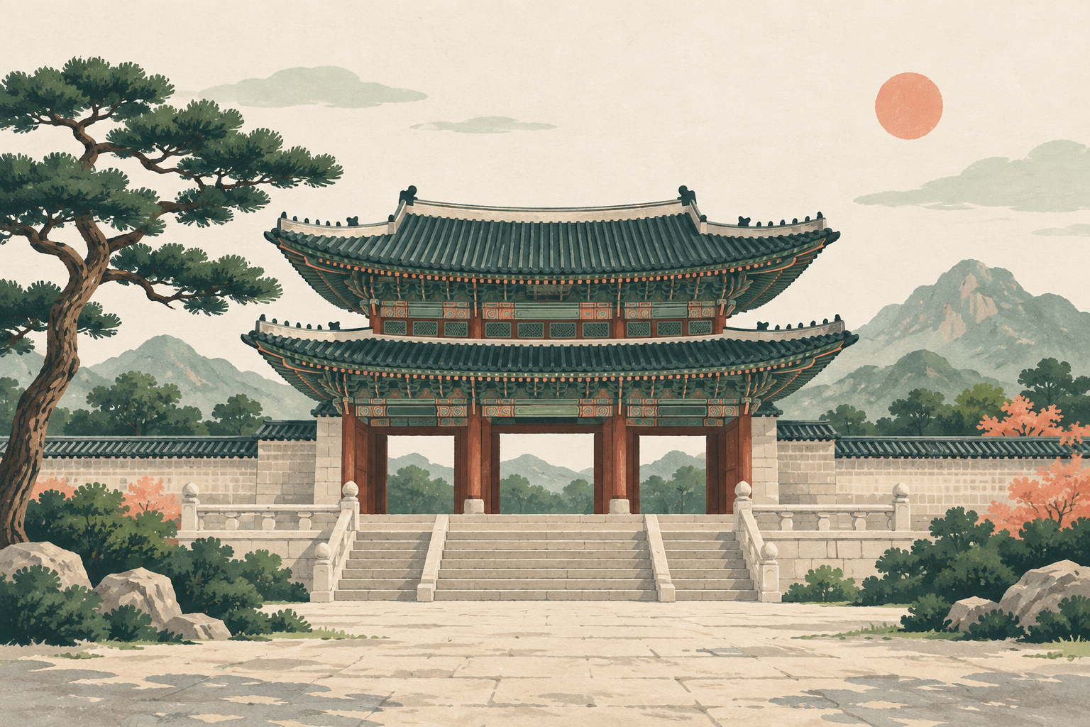 culture theme illustration inspired by Korea