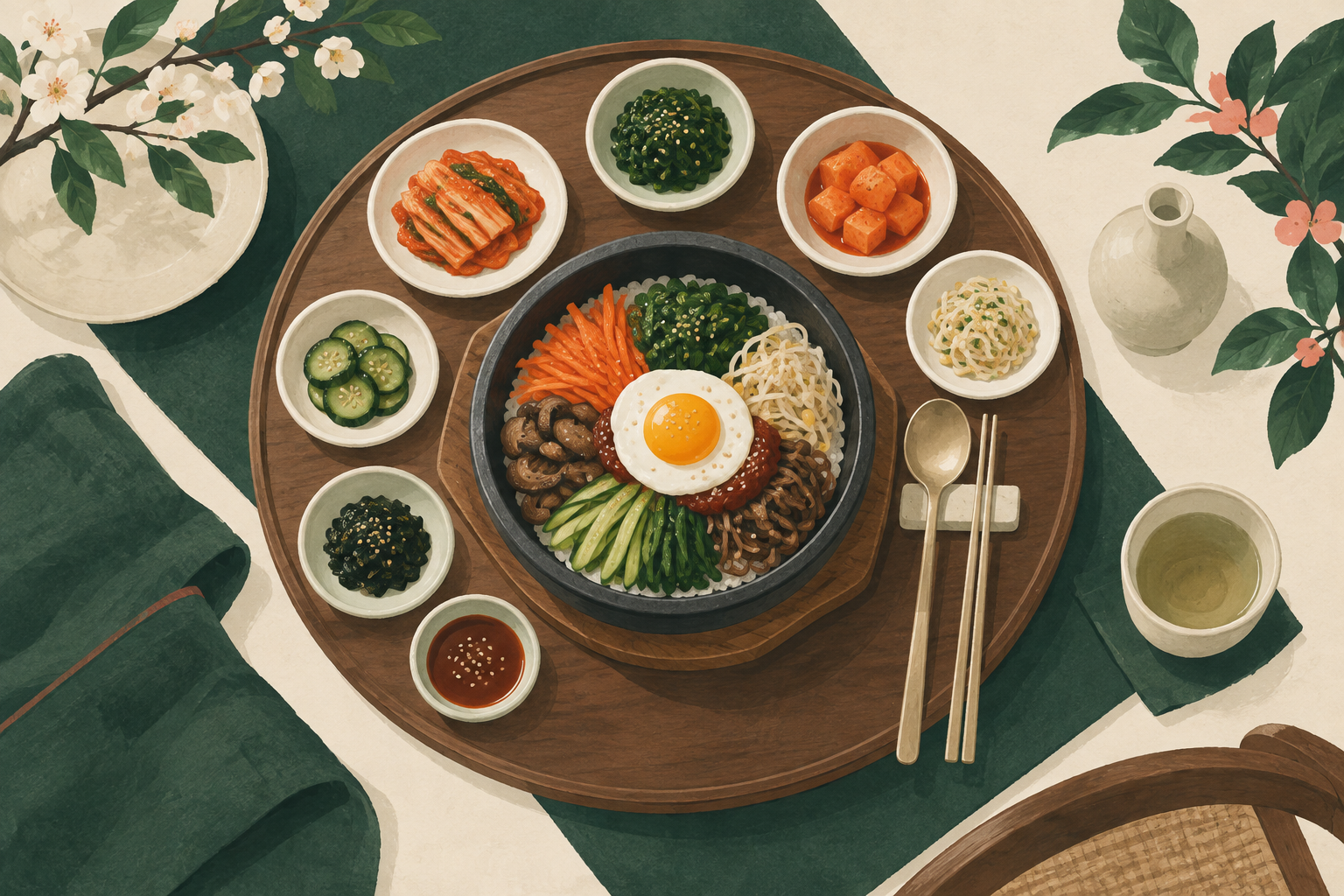 food theme illustration inspired by Korea