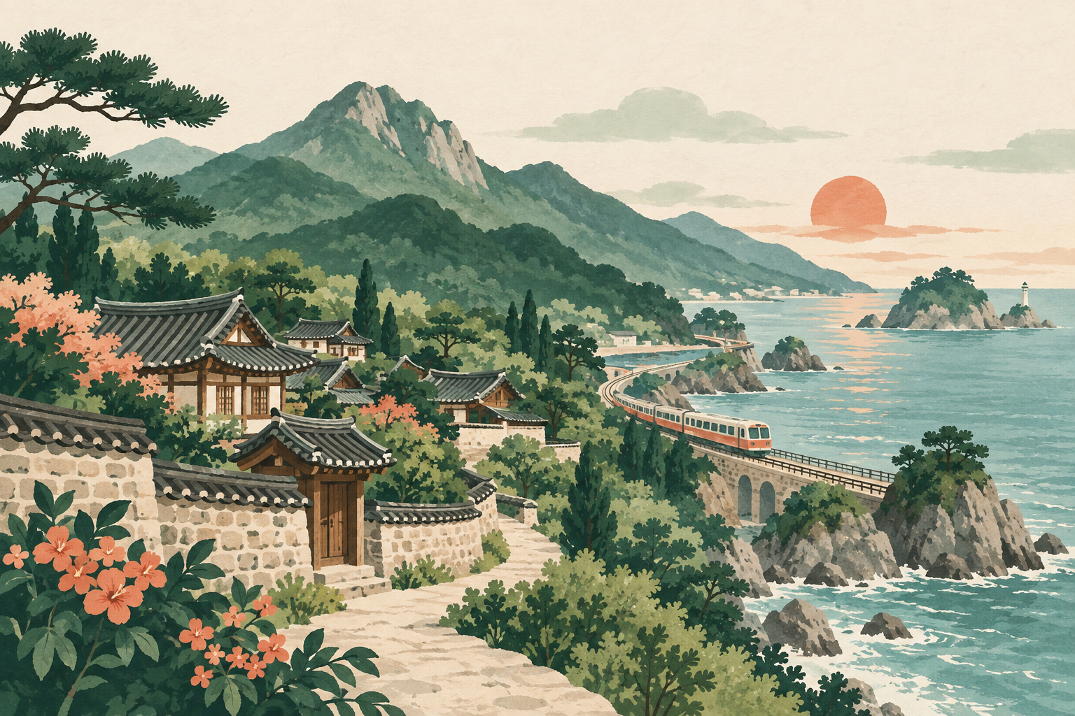 packages theme illustration inspired by Korea